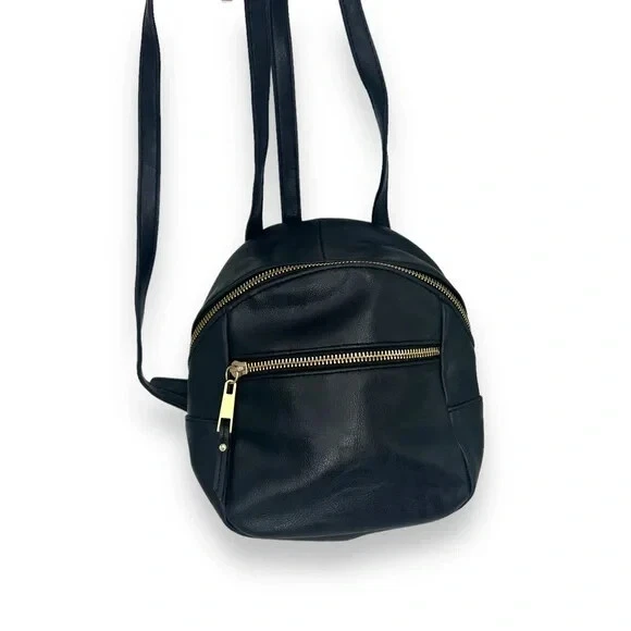 Black convertible mini backpack crossbody bag faux leather Multi Small Purse