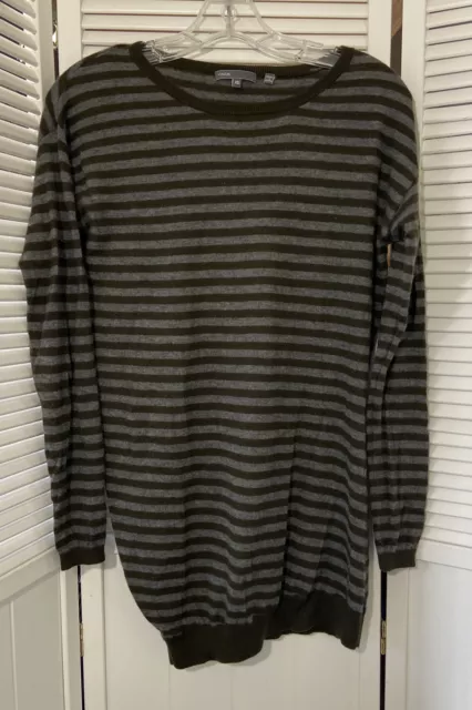 Vince Womens Knit Sweater 100% Cashmere Multi Striped Long Sleeve Pullover Sz XS