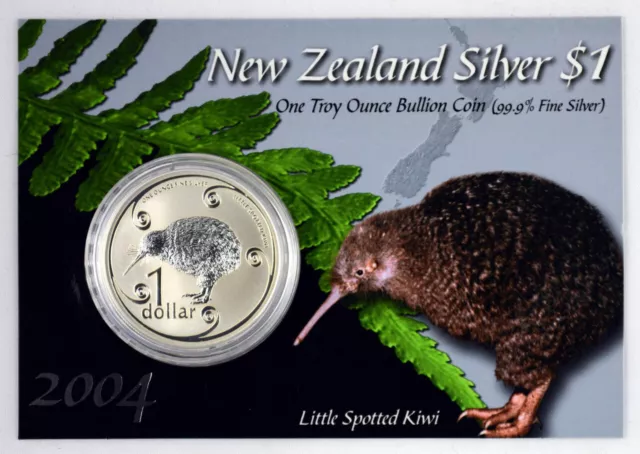 New Zealand - 2004 - Silver Dollar Specimen Coin - Little Spotted Kiwi