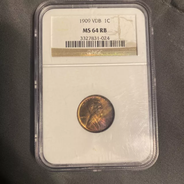 FIRST YEAR ISSUE GEM BU Unc 1909 VDB MS 64 RB Lincoln Wheat Cent NGC