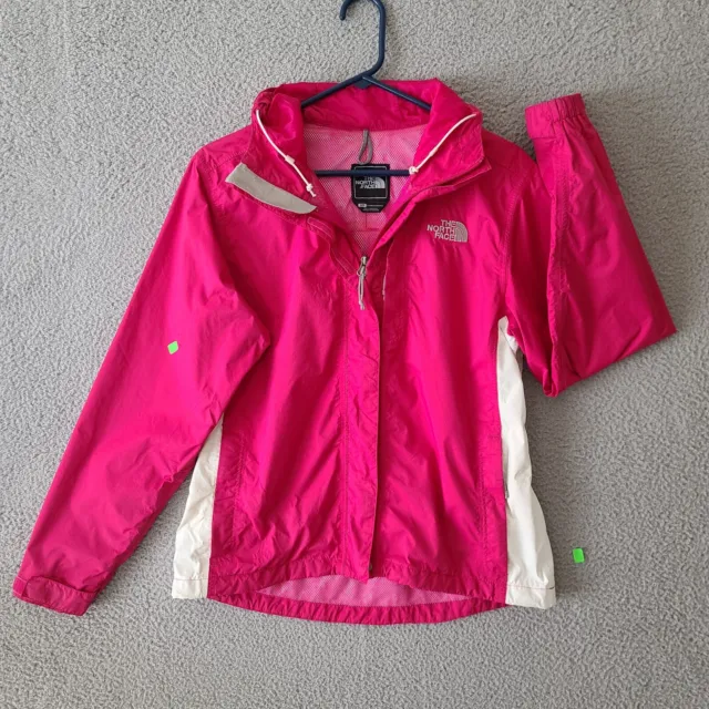 The North Face Womens Hyvent Rain Wind Jacket Size Small Pink Hooded Nylon Mesh
