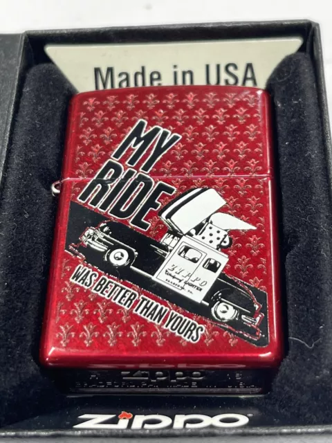 Zippo 2016 Uber Promo My Ride Candy Apple Red Lighter Unfired In Box C671