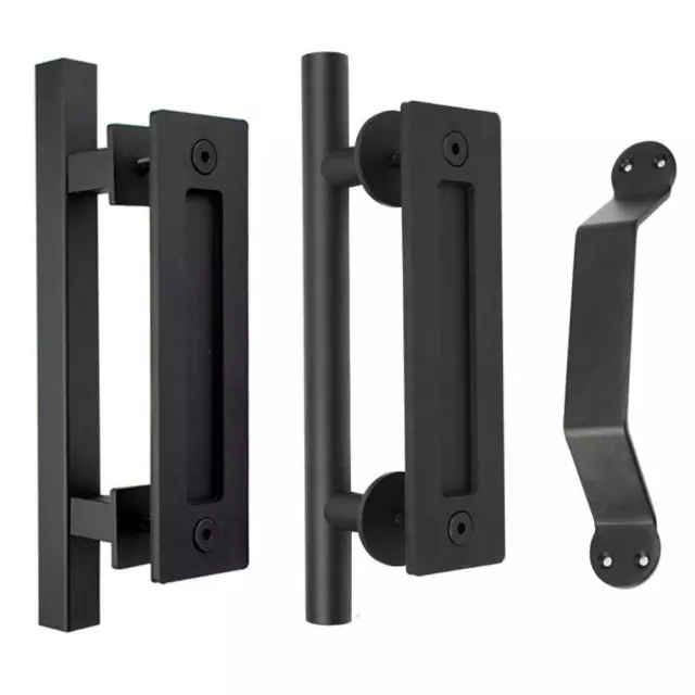 12" Matte Black Sliding Barn Door Pull Flush Handle Gate Hardware Set Heavy Duty