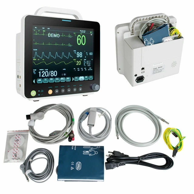 ICU CCU Patient Monitor 6-paramemeter Vital Signs Monitor SpO2,PR,NIBP,ECG Touch