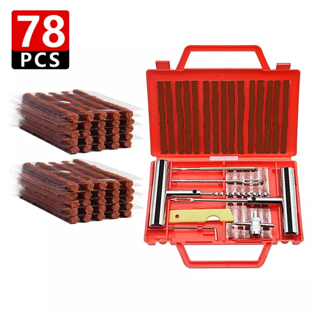 78 pc Tire Repair Kit DIY Flat Tire Repair Car Truck Motorcycle Home Plug Patch