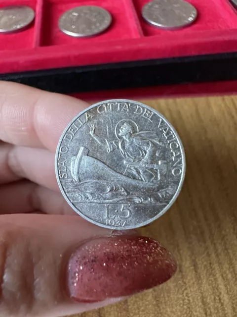 Moneta Citta' Del Vaticano Pio Xi 5 Lire 1937 Sq