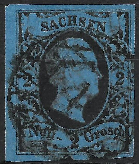Sachsen 1852 . MiNr.7 . 2 Neugroschen . BPP geprüft . Randstück