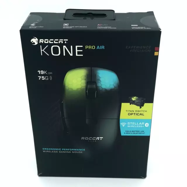 ROCCAT Kone Pro Air Kabellose ergonomische Ultra-Hochleistungs-Gaming-Maus Black