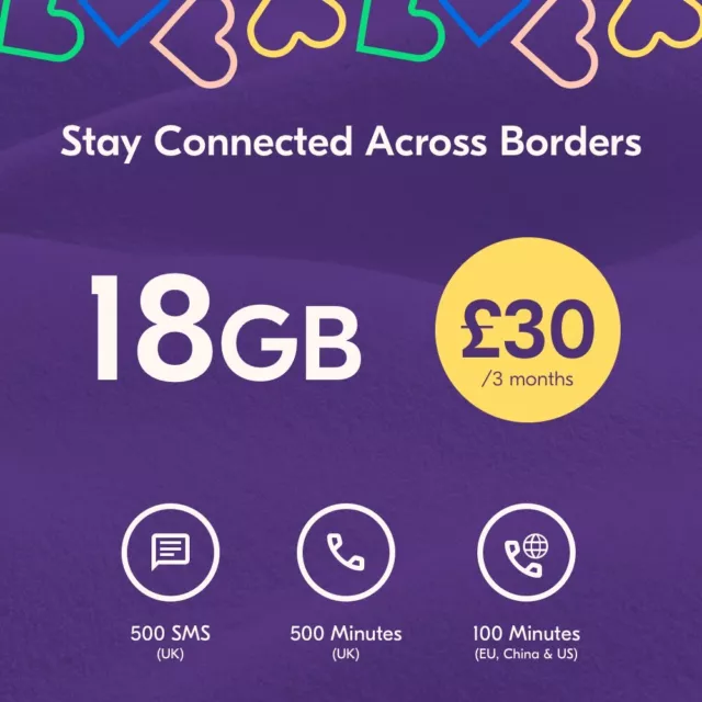 UK Lycamobile SIM Card preloaded with 6GB data & 100 International mins