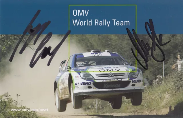 Manfred Stohl and Ilka Minor Hand Signed Promo Card Rally.