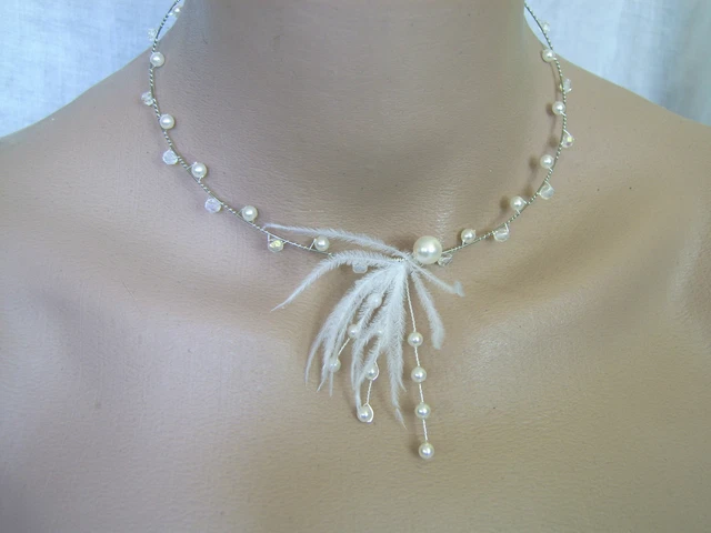 Collier Fantaisie Turquoise Et Crème Pour Robe De Mariée, Soirée Ou Cérémonie – Perles Pas Cher
