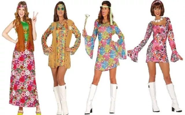 Ladies 60s 70s Retro Groovy Hippie Hippy Costume Go Go Girl Disco