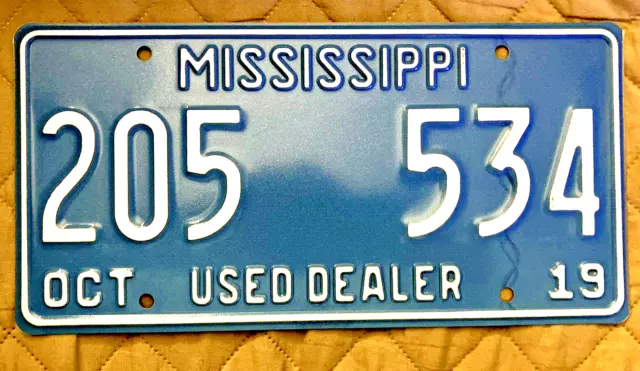 Mississippi License Plate 205 534 Unused Dealer Expired Mint Shape No Scratches