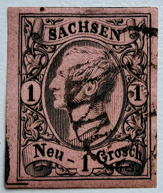 Sachsen . MiNr. 9II . 1 Ngr . Bogenrand+Trennmark . BPP Befund . einwandfrei!
