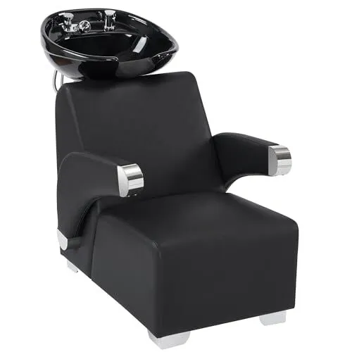 BarberPub Ceramic Bowl Backwash Shampoo Chair for Barbershop,Home&Spa Salon 9102