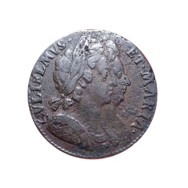 William & Mary - 1694 Halfpenny No Stop After BRITANNIA