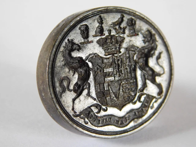 ANTIQUE FAMILY CREST Heraldic Coat Of Arms Wax Writing Seal Intaglio £ ...