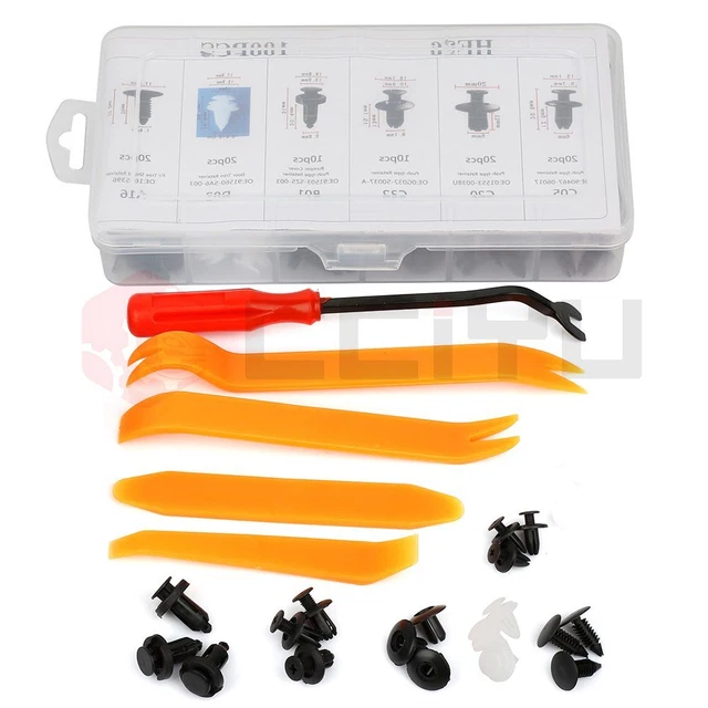 100PC 6size Clip Trim Car Push Pin Rivet Bumper Door Panel Retainer Fastener kit