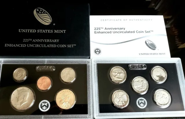 2017 S US Mint 225TH ANNIVERSARY ENHANCED UNCIRCULATED 10 COIN SET 17XC 2017-S