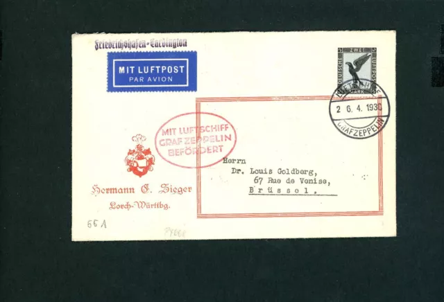 Dt. Reich Zeppelin Luftpost Beleg Englandfahrt 1930 LZ 127