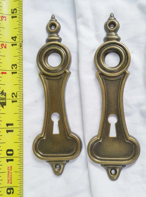 Vintage Par De Latón Puerta Escudete Cerradura Cubierta Marco Egz