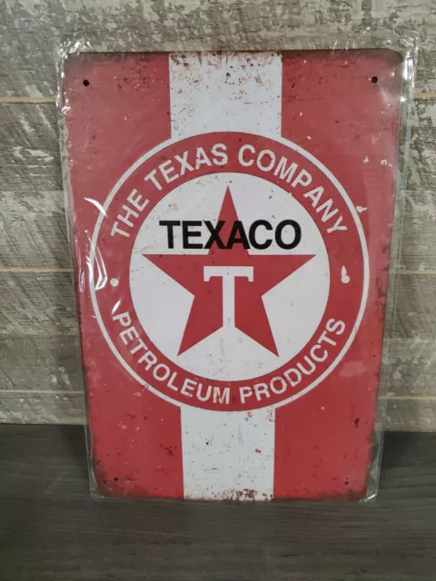 TIN SIGN Texaco Motor Oil Retro Gas Station Sign Garage Cave Auto Shop