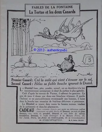 Publicite Ancienne De 1924 Dentol Pate Fable De La Fontaine Benjamin Rabier Ad