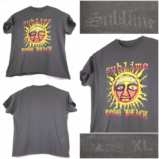 Sublime Adulte XL (44 in Chest) Gray Long Beach Mushroom Sun Cotton Graphic Tee