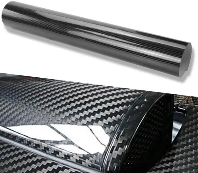 Black 5D Carbon Fibre Vinyl Wrap Sheet Film Sticker Car Wrap Air Bubble Free