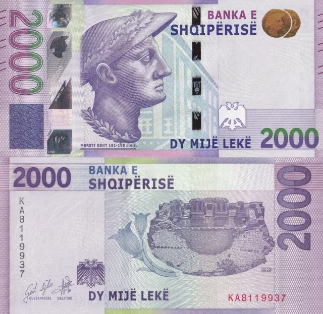 Albania 2000 Leke 2020 P 79 UNC NR (No Reserve)