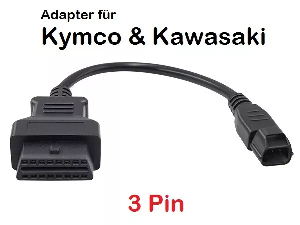 Adapter für Kymco + Kawasaki Motorrad 3 Pin Plug zu OBD 2 Adapterkabel Bike #6