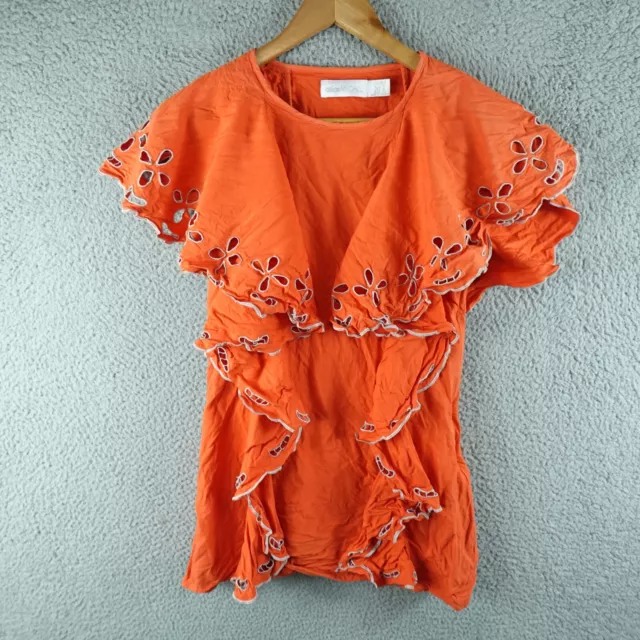 Alice McCall Womens Dress 10 Orange Shift Short Layered Ruffle Front Sleeveless