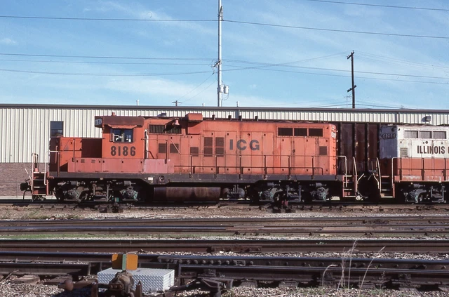 Original Slide ICG Illinois Central Gulf Solid Orange GP10 #8186 Jackson MS 1988