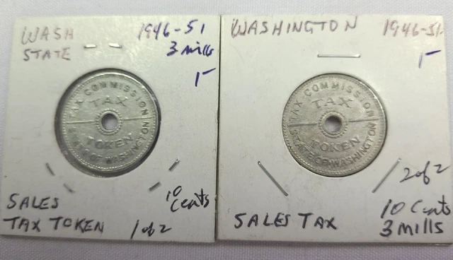 2 Lot...1946 Washington State Sales Tax Tokens TC# 89091 ask4bud