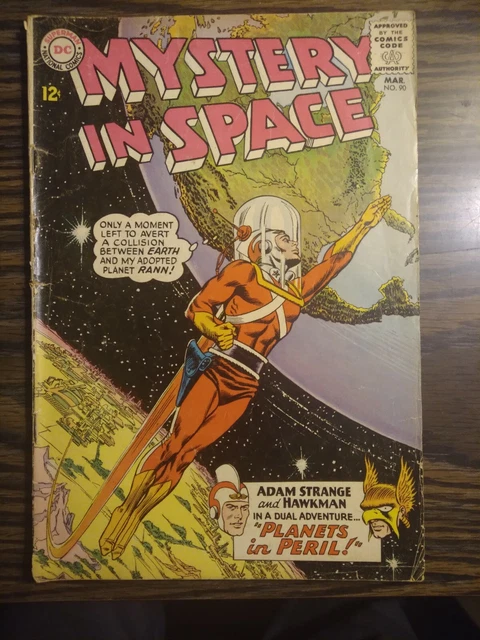 Mystery In Space #90 1964 Great artwork. Adam Strange Hawkman. Good condish.
