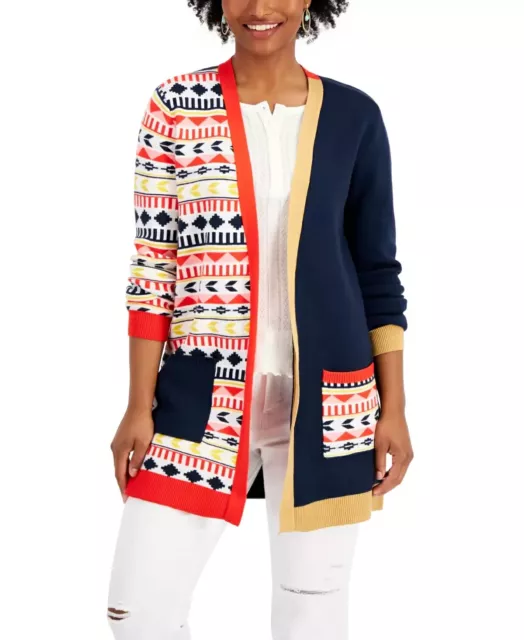 Style & Co Mixed-Print Open Cardigan MSRP $49 Size S # 1B 1617 NEW