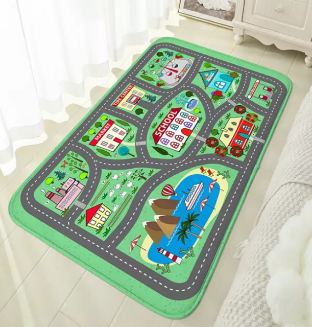 Interactive Kids Play Mat - Super Soft Town Road Map Rug for Toy Cars 90 x 60cm