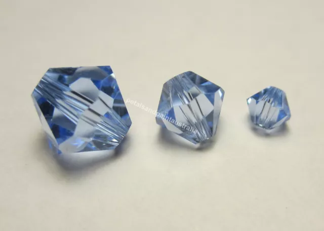 New Swarovski Light Sapphire Blue Bicone #5301 Crystal Glass Beads 4mm 6mm 8mm