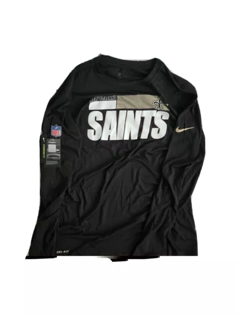 New Orleans Saints Men’s Black Long-Sleeve NFL Football Shirt- Nike Dri-Fit - XL