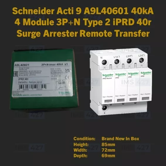 A9L40600 - Schneider Electric - Surge Protector, Surge Arrester, 3