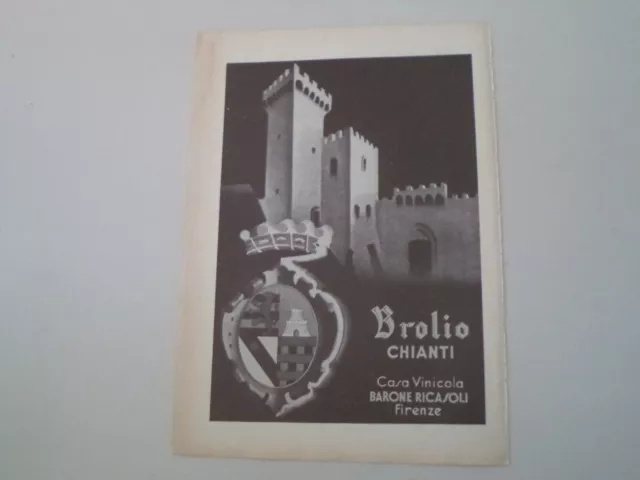 advertising Pubblicità 1956 VINO BROLIO CHIANTI BARONE RICASOLI - FIRENZE