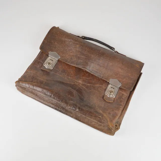 Vintage Ledertasche - alte Aktentasche mit Schlüssel - braun - #3