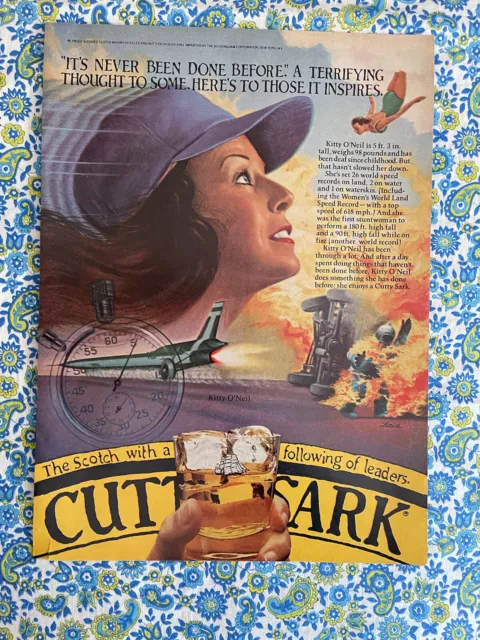 Vintage 1981 Cutty Sark Blended Scotch Whisky Print Ad Kitty O’Niel Stuntwoman