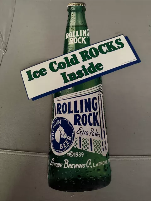 Rolling Rock Beer Sign “Ice Cold Rocks Inside”