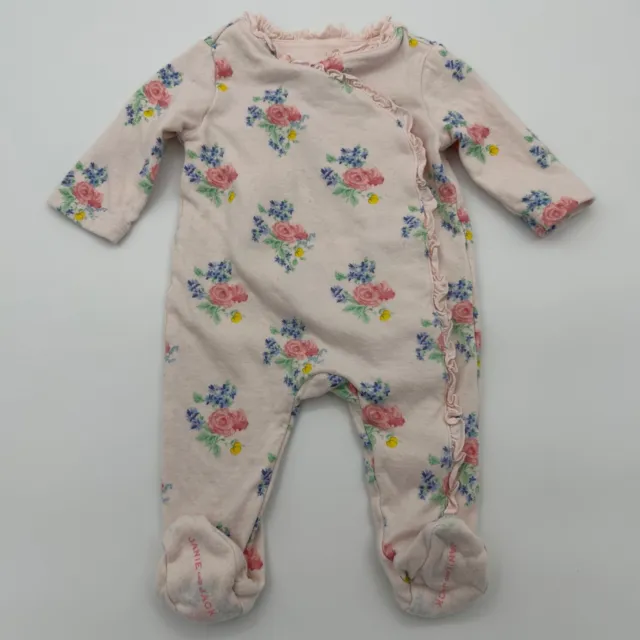 JANIE AND JACK Pink Floral Footed Ruffle Romper Size 0-3 Months