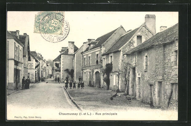 CPA Chaumussay, Rue Principale, Blick in die Hauptstrasse