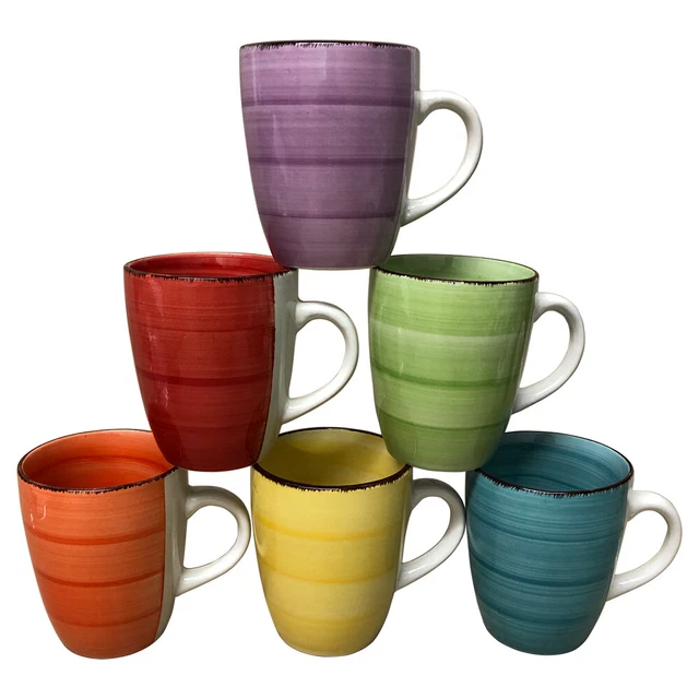 Kaffeebecher 6-tlg. Tassen Kaffeetassen Tasse Kaffeepott Becher Set groß Bunt
