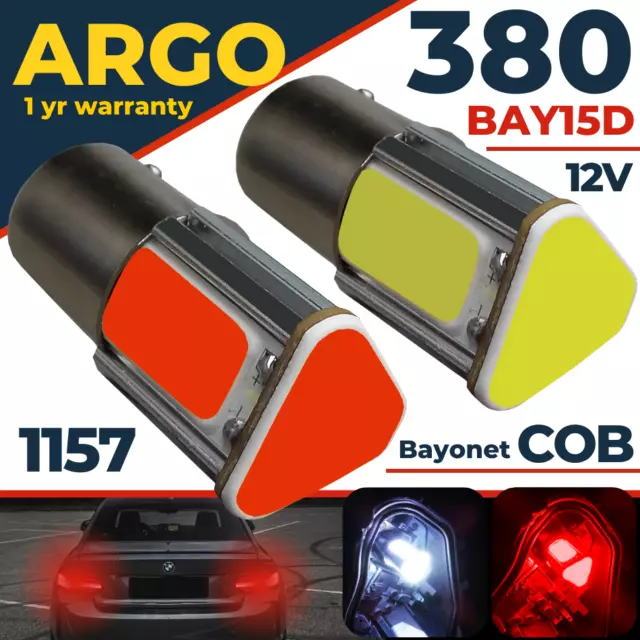 380 Bay15d Bombillas De Luz Freno LED 1157 Cob Blanco Rojo Trasera 12v