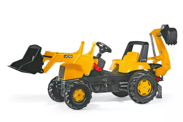 Rolly Toys JCB Trettraktor mit Frontlader + Bagger, Flüsterreifen, ab 3 Jahre