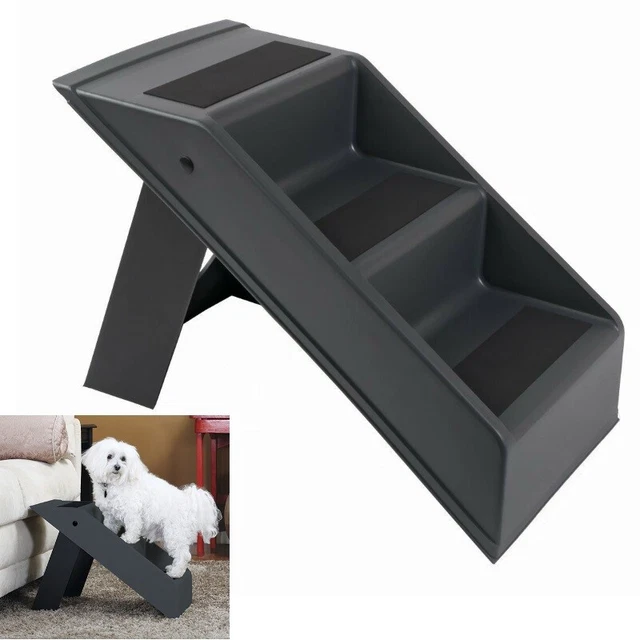Hundetreppe 3 Stufen Hunderampe Katzen-Treppe Einstiegshilfe klappbar schwarz